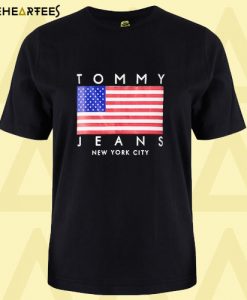 American Flag & Letter Print T Shirt