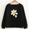 Raglan Sleeve Dip Hem Flower Sweater DAP