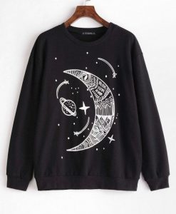 ZAFUL Moon Planet Graphic Loose Sweatshirt dap
