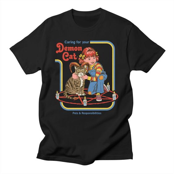 Caring for your Demon Cat Tshirt DAP