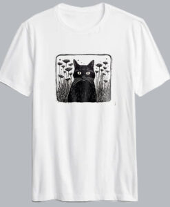 Vintage Floral Folklore Black Cat T-shirt AL